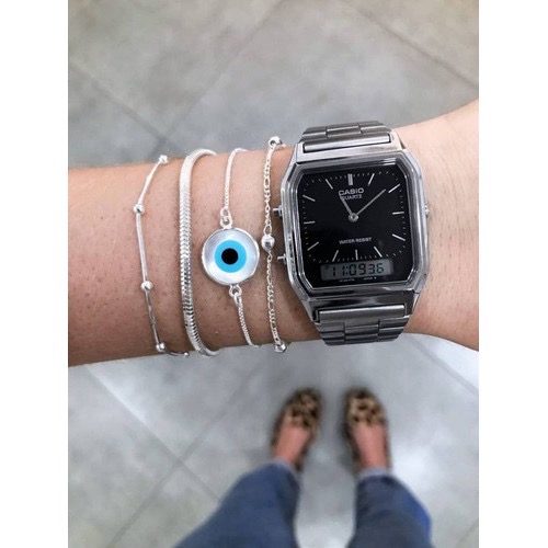 Relógio Casio Digital Prata com Pulseira de Aço Inoxidável no Atacado e Dropshipping