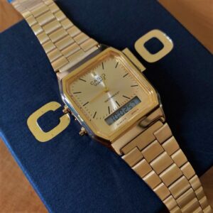 Relógio Casio Dourado com Pulseira de Metal no Atacado e Dropshipping Ref. 078B0