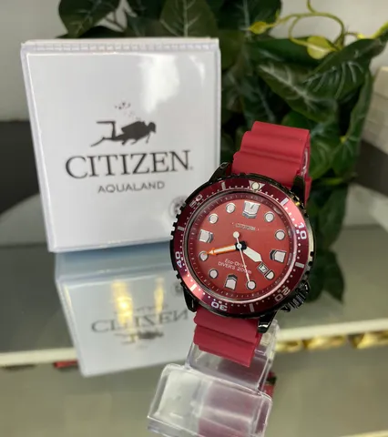 Relógio Citizen Aqualand Vermelho com Pulseira de Borracha no Atacado e Dropshipping