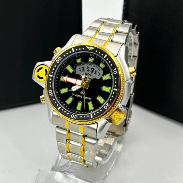 Relógio Citizen Diver 100M Prata E Amarelo com Pulseira de Metal no Atacado e Dropshipping