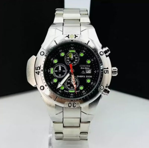 Relógio Citizen Eco-Drive Divers 200M Prata E Preto com Pulseira de Aço Inoxidável no Atacado e Dropshipping