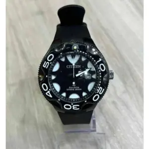 Relógio Citizen Eco-Drive Divers 200M Preto com Pulseira de Silicone no Atacado e Dropshipping Ref. CD8DE