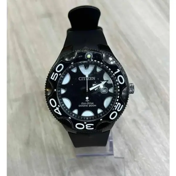 Relógio Citizen Eco-Drive Divers 200M Preto com Pulseira de Silicone no Atacado e Dropshipping Ref. CD8DE