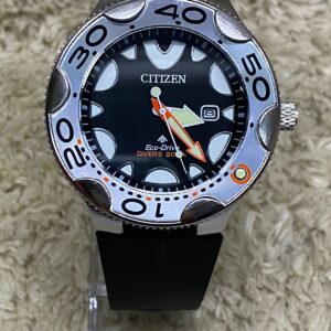 Relógio Citizen Eco-Drive Diver's 200M Preto E Prata com Pulseira de Borracha no Atacado e Dropshipping