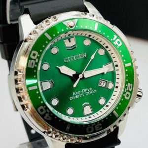 Relógio Citizen Eco-Drive Divers 200M Verde com Pulseira de Borracha no Atacado e Dropshipping