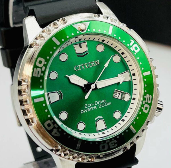 Relógio Citizen Eco-Drive Divers 200M Verde com Pulseira de Borracha no Atacado e Dropshipping
