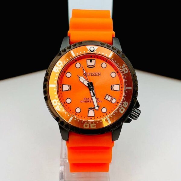 Relógio Citizen Eco-Drive Diver's 300M Laranja com Pulseira de Silicone no Atacado e Dropshipping