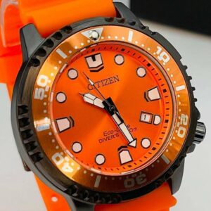 Relógio Citizen Eco-Drive Laranja com Pulseira de Silicone no Atacado e Dropshipping