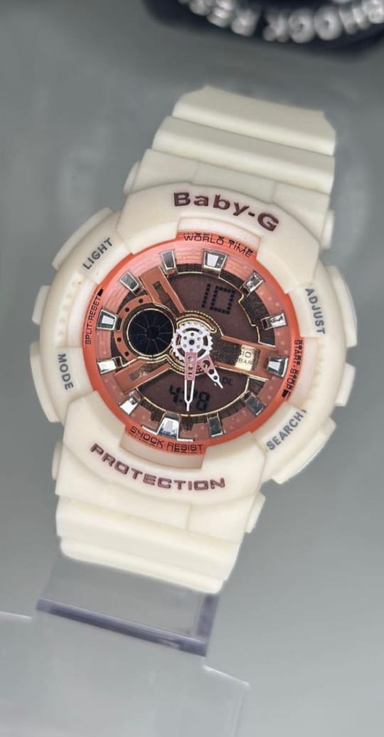 Relógio Gshock Baby-G Branco E Laranja com Pulseira de Silicone no Atacado e Dropshipping