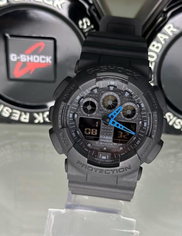 Relógio Gshock Preto Com Detalhes Em Azul com Pulseira de Plástico no Atacado e Dropshipping