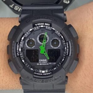 Relógio Gshock Preto Com Detalhes Verdes com Pulseira de Plástico no Atacado e Dropshipping