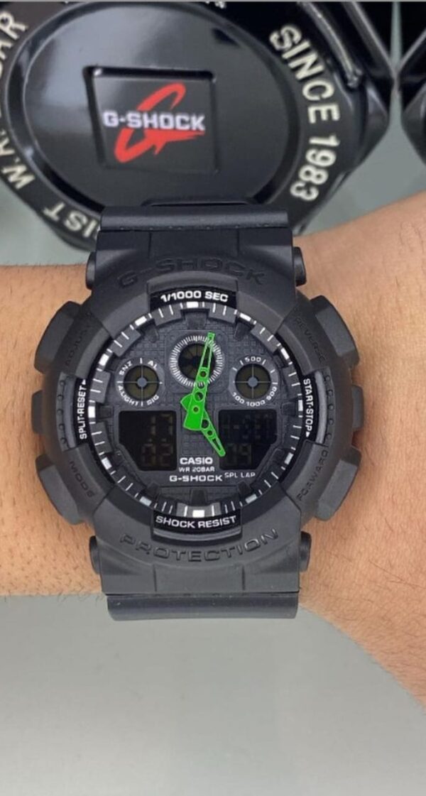 Relógio Gshock Preto Com Detalhes Verdes com Pulseira de Plástico no Atacado e Dropshipping