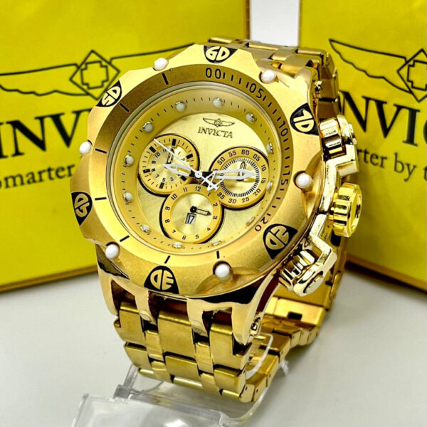 Relógio Invicta Dourado com Pulseira de Aço Inoxidável no Atacado e Dropshipping Ref. 1E897