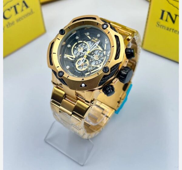 Relógio Invicta Dourado com Pulseira de Aço no Atacado e Dropshipping Ref. 9A367