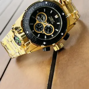 Relógio Invicta Dourado com Pulseira de Metal no Atacado e Dropshipping Ref. 7DAB9