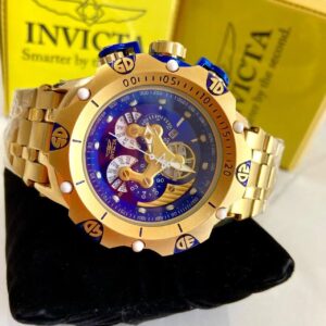 Relógio Invicta Dourado E Azul com Pulseira de Aço Inoxidável no Atacado e Dropshipping