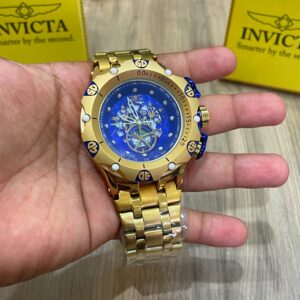 Relógio Invicta Dourado E Azul com Pulseira de Aço no Atacado e Dropshipping