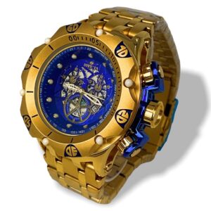 Relógio Invicta Dourado E Azul com Pulseira de Metal no Atacado e Dropshipping Ref. 62E04