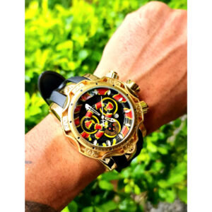 Relógio Invicta Dourado/Preto com Pulseira de Borracha no Atacado e Dropshipping