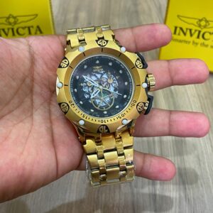 Relógio Invicta Modelo Não Especificado Dourado com Pulseira de Aço Inoxidável no Atacado e Dropshipping Ref. 368B5