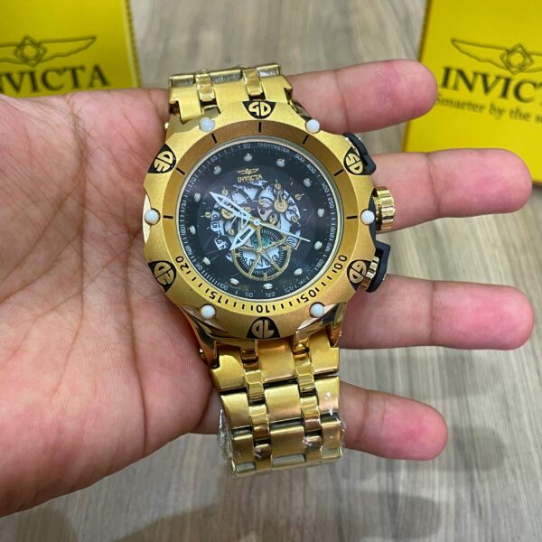 Relógio Invicta Modelo Não Especificado Dourado com Pulseira de Aço Inoxidável no Atacado e Dropshipping Ref. 368B5
