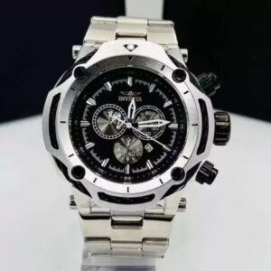 Relógio Invicta Prata E Preto com Pulseira de Aço Inoxidável no Atacado e Dropshipping