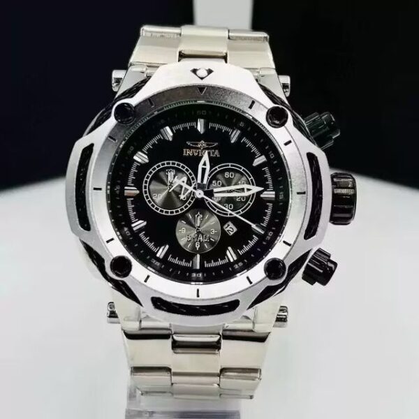 Relógio Invicta Prata E Preto com Pulseira de Aço Inoxidável no Atacado e Dropshipping