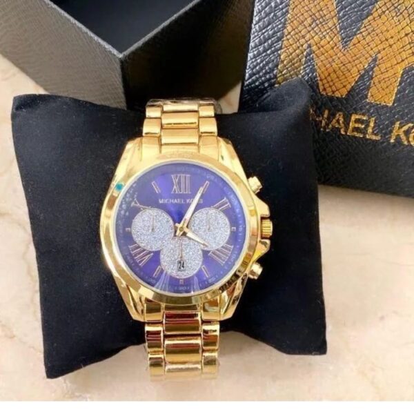 Relógio Michael Kors Feminino Dourado E Roxo com Pulseira de Metal no Atacado e Dropshipping