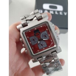 Relógio Oakley Minute Machine Prata E Vermelho com Pulseira de Aço Inoxidável no Atacado e Dropshipping