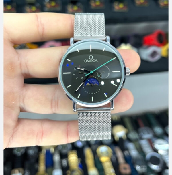 Relógio Omega Aço Preto com Pulseira de Aço no Atacado e Dropshipping